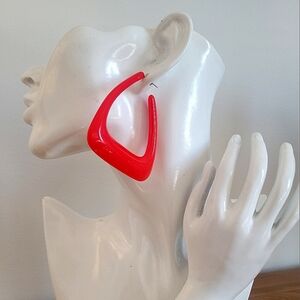 3/$30 Bold Red Geometric Earrings